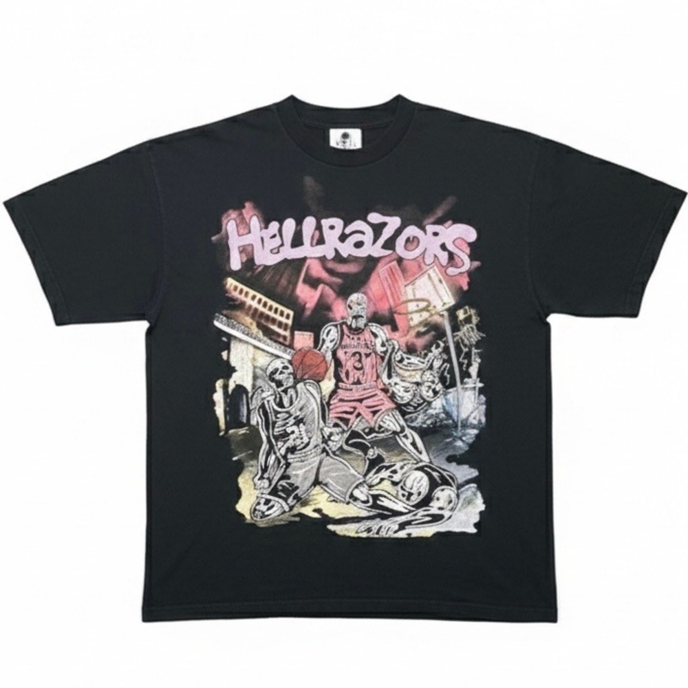 Warren Lotas T-Shirt Mens Large Hell Razors Basketball Hell Court Graphic Black